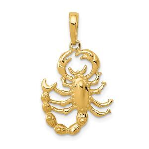14k Yellow Gold Polished Scorpion Pendant